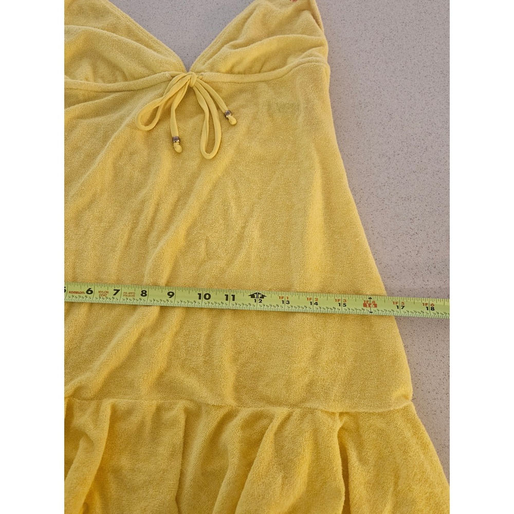 Ralph Lauren Yellow Terry Cloth Halter Swim Cover Up Dress Ruffle Hem Small - Picture 8 of 9